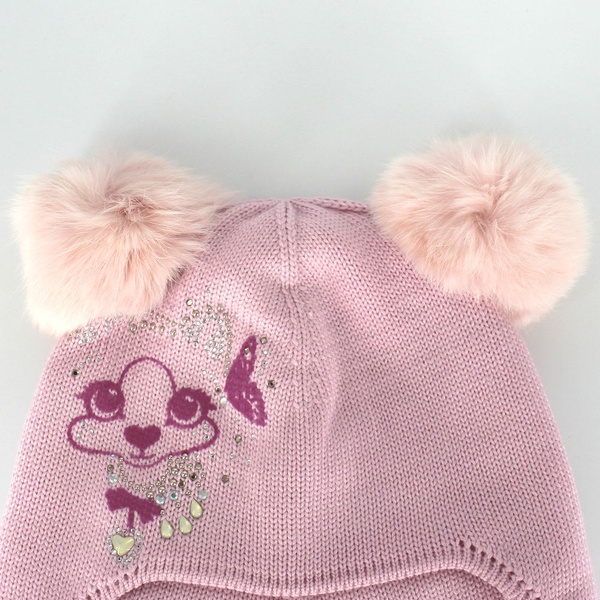 Зимняя шапка для девочки 48-50 цвет розовый ЦБ-00145654 SKT000503736 фото