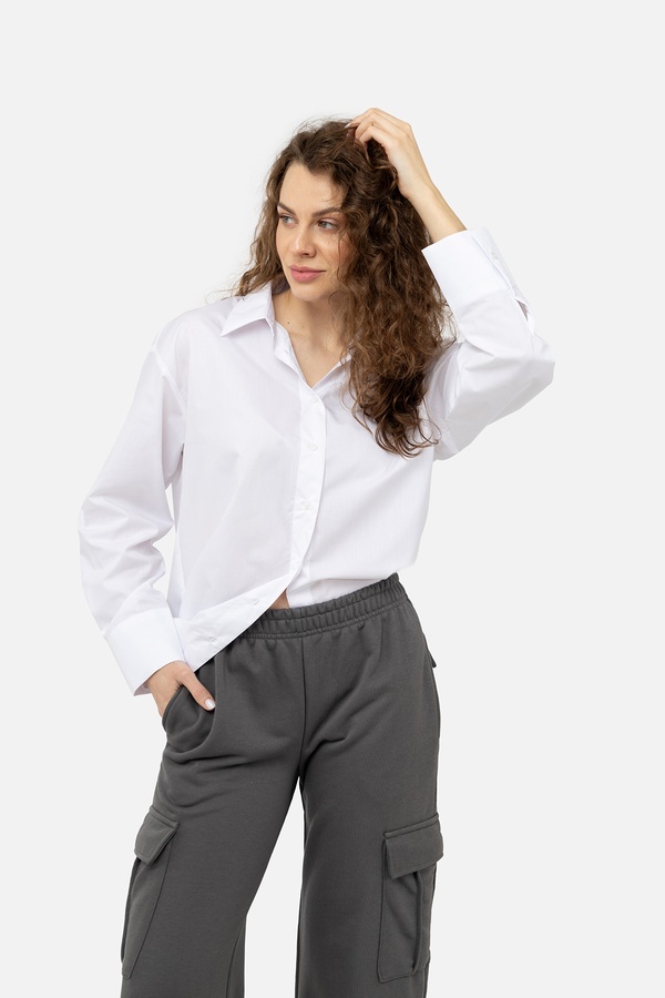 Жіноча сорочка з довгим рукавом 38 колір білий ЦБ-00242162 SKT000963738 фото