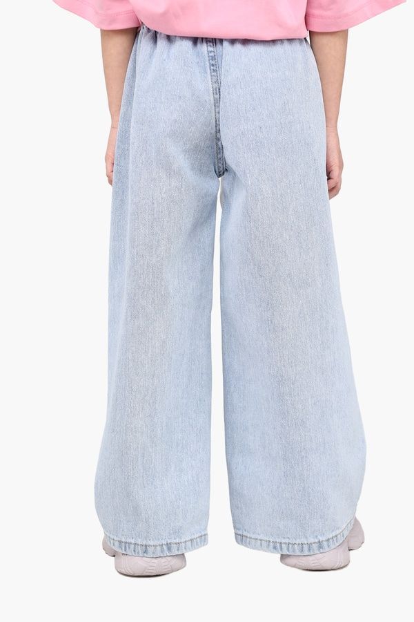 Джинси wide leg для дівчинки колір блакитний 134 ЦБ-00290462 фото