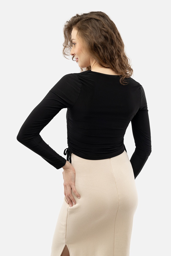 Женская блуза с длинным рукавом 48 цвет черный ЦБ-00233761 SKT000955622 фото