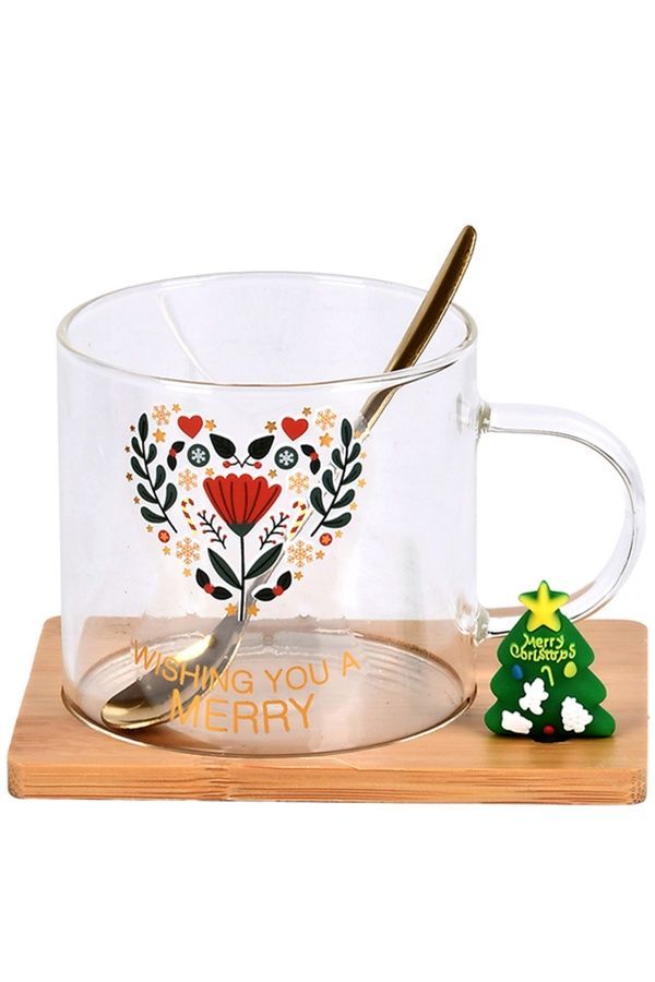 Новогодняя чашка "Christmas Magic" в комплекте с бамбуковой подставкой и ложкой ЦБ-00286395 фото