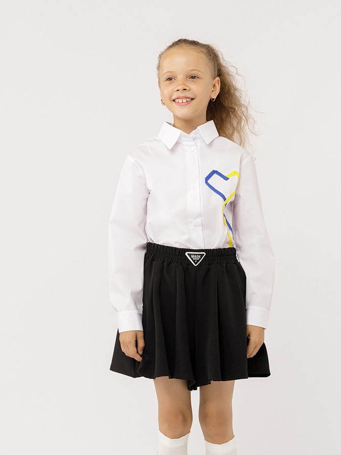Сорочка з довгим рукавом для дівчинки 116 колір білий ЦБ-00221721 SKT000913465 фото