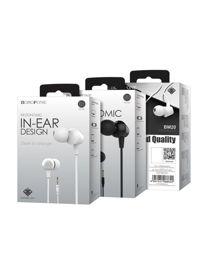 Навушники вакуумні BM20 колір білий ЦБ-00215806 SKT000899273 фото