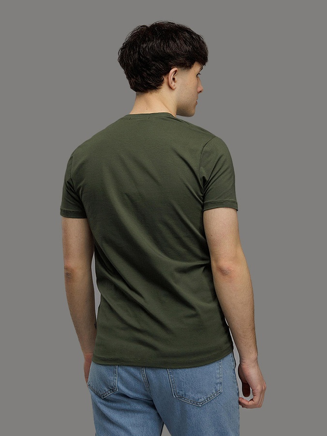 Чоловіча футболка регуляр 52 колір хакі ЦБ-00216059 SKT000899878 фото