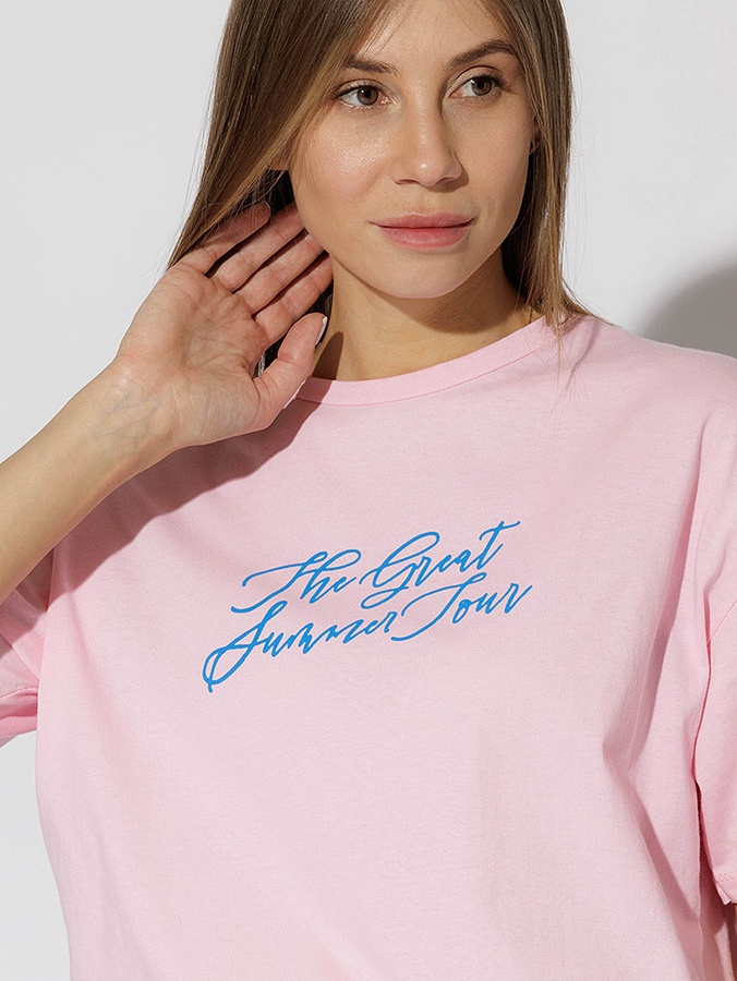Женская футболка регуляр 46 цвет розовый ЦБ-00219223 SKT000906713 фото