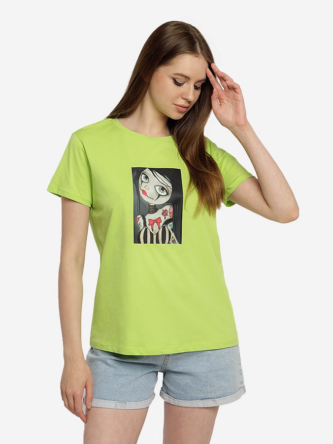 Жіноча футболка регуляр 42 колір салатовий ЦБ-00219314 SKT000907080 фото