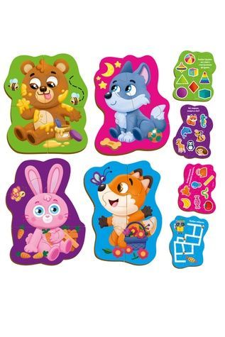 Развивающая игра Vladi Toys пазлы картонные с игрой - Лесные звери Vladi Toys VT1722-26 ЦБ-00271351 фото