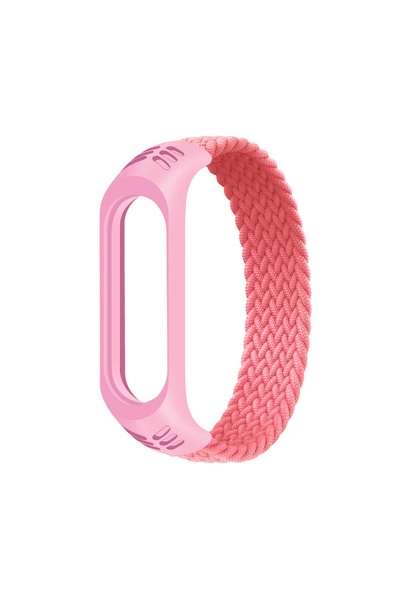 Ремінець нейлоновий Braided rope для Xiaomi Mi Band 3/ 4/ 5/ 6 розмір S колір рожевий ЦБ-00200496 SKT000868587 фото
