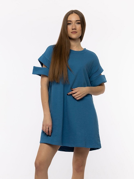 Жіноча коротка сукня 44 колір індіго ЦБ-00214255 SKT000896083 фото