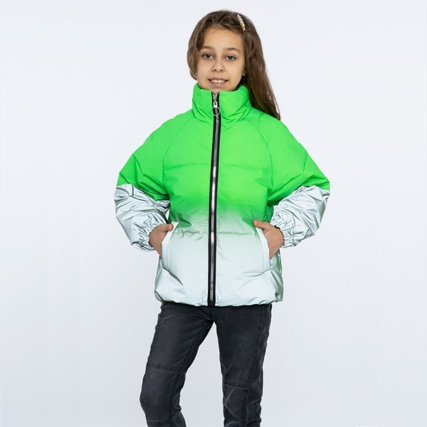 Демісезонна коротка курточка на дівчинку 134 колір зелений ЦБ-00153027 SKT000522650 фото