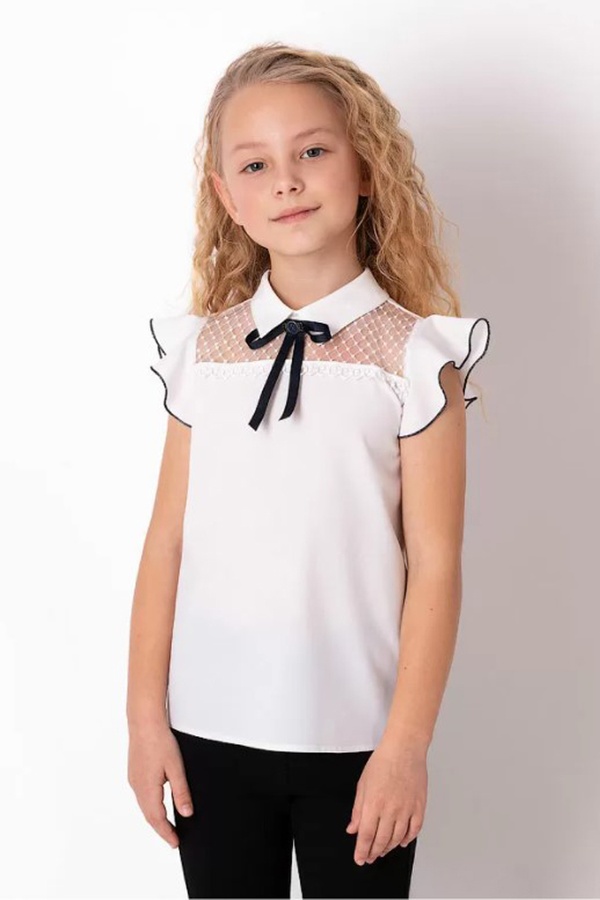 Блуза на дівчинку 116 колір білий ЦБ-00159472 SKT000538955 фото