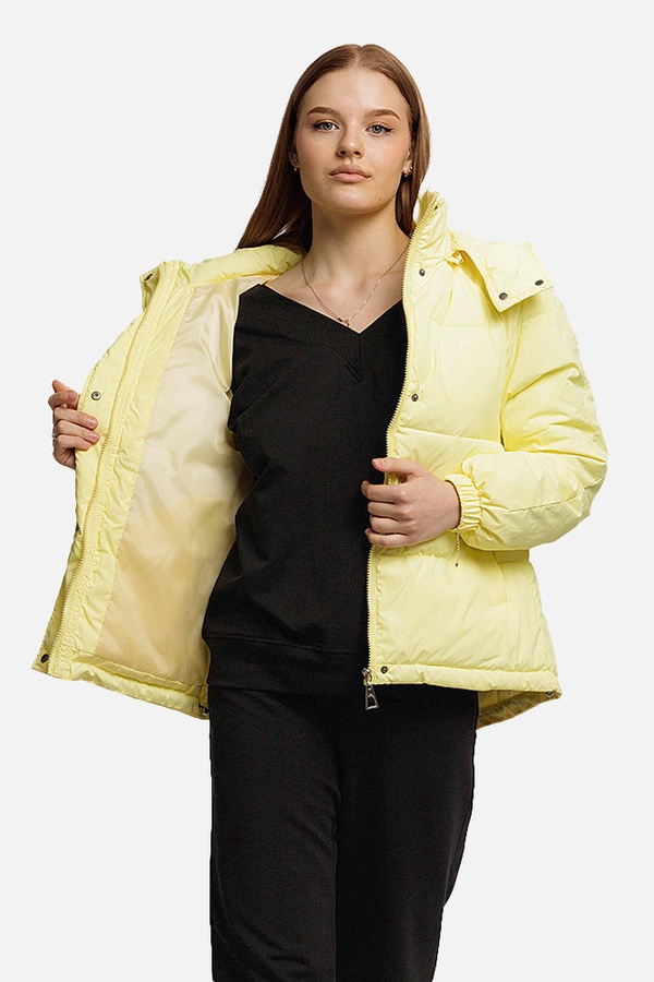 Женская короткая куртка 50 цвет желтый ЦБ-00206942 SKT000882053 фото