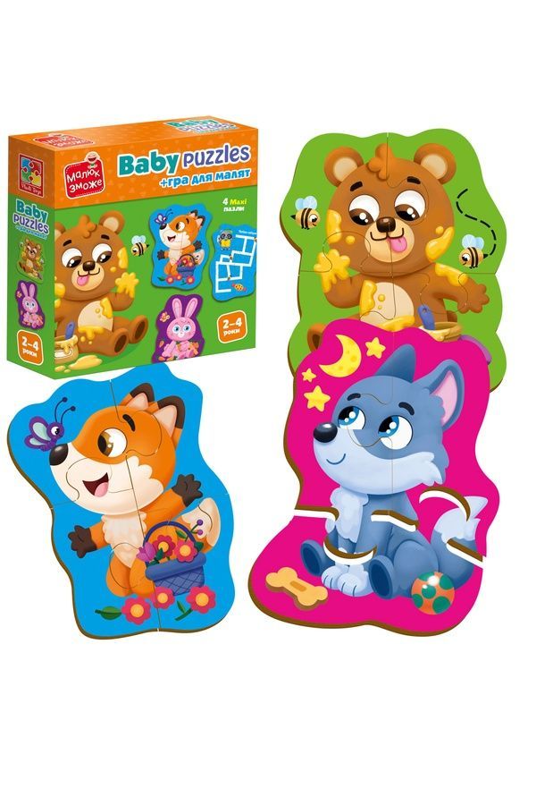 Развивающая игра Vladi Toys пазлы картонные с игрой - Лесные звери Vladi Toys VT1722-26 ЦБ-00271351 фото
