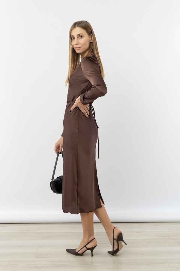 Сукня жіноча з довгим рукавом 42 колір коричневий ЦБ-00235472 SKT000946132 фото
