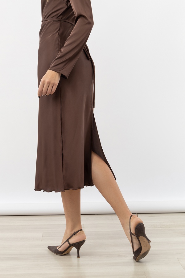 Сукня жіноча з довгим рукавом 42 колір коричневий ЦБ-00235472 SKT000946132 фото