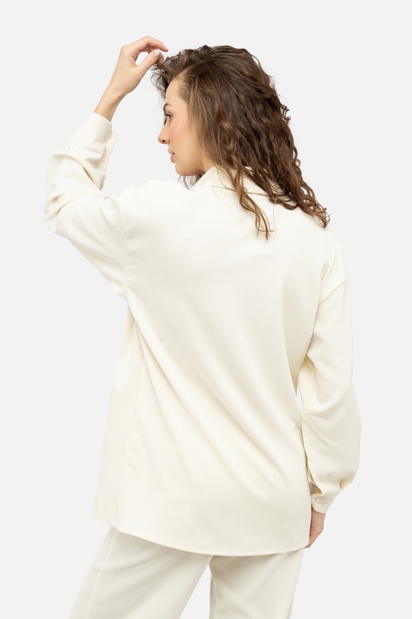 Жіноча сорочка з довгим рукавом 48 колір молочний ЦБ-00242190 SKT000963873 фото