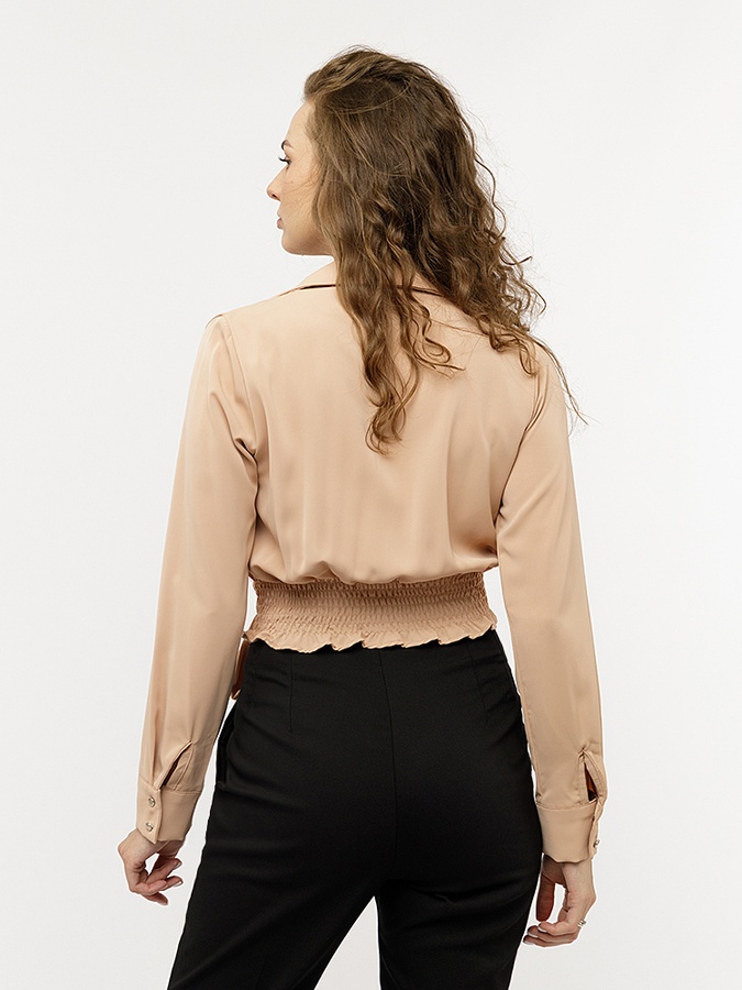 Жіноча блуза 42 колір бежевий ЦБ-00227852 SKT000927669 фото
