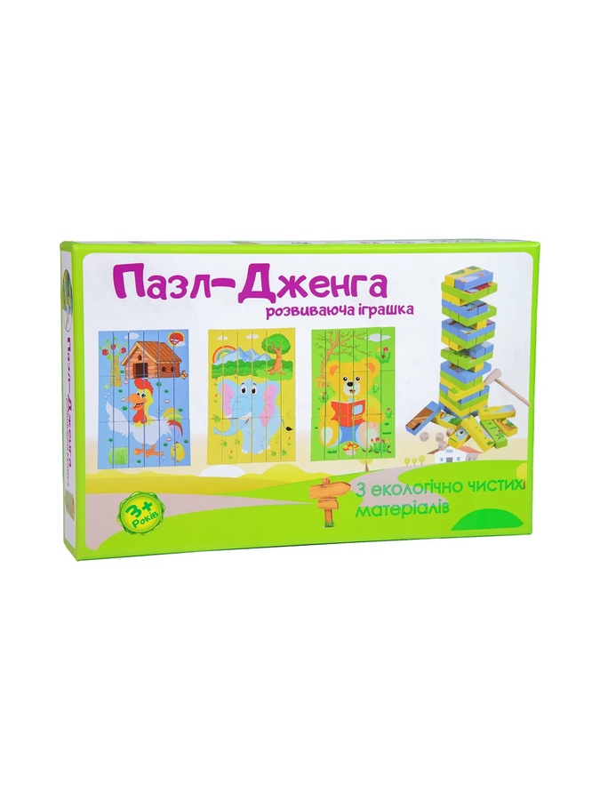 Дерев'яна розвиваюча іграшка "Пазл-Дженга" колір різнокольоровий ЦБ-00217682 SKT000903032 фото