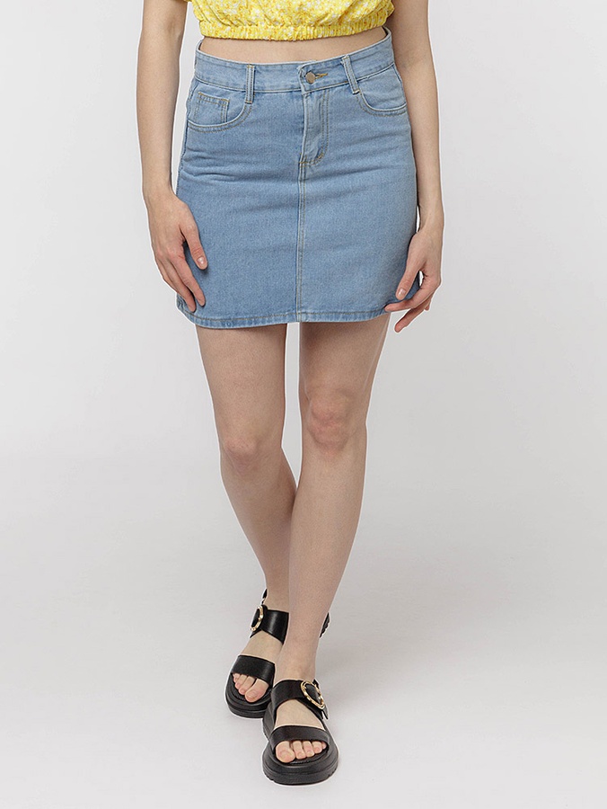 Жіноча коротка джинсова спідниця 40 колір блакитний ЦБ-00216900 SKT000901631 фото