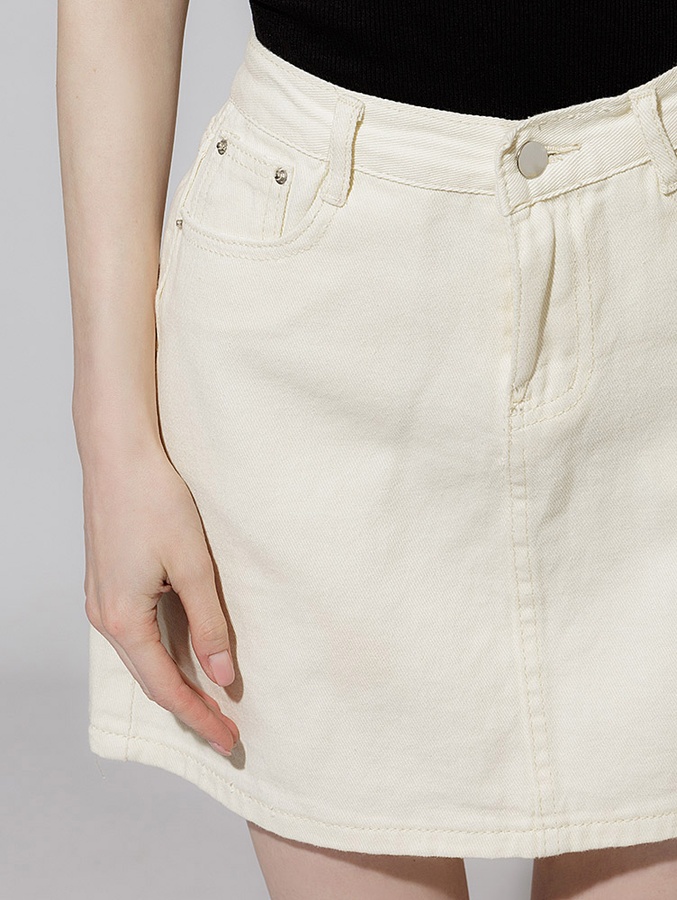 Жіноча джинсова спідниця 40 колір молочний ЦБ-00216899 SKT000901627 фото