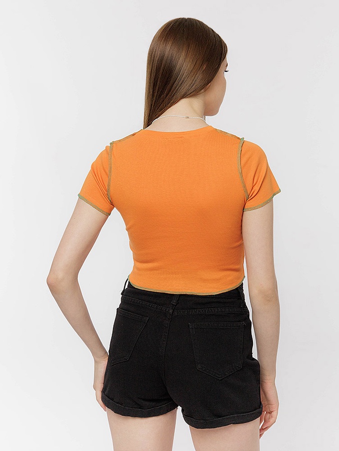 Жіноча коротка футболка слім 40 колір помаранчевий ЦБ-00219008 SKT000906004 фото