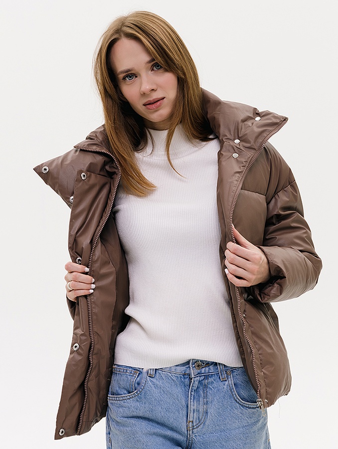 Жіноча куртка 48 колір капучино ЦБ-00223695 SKT000917998 фото