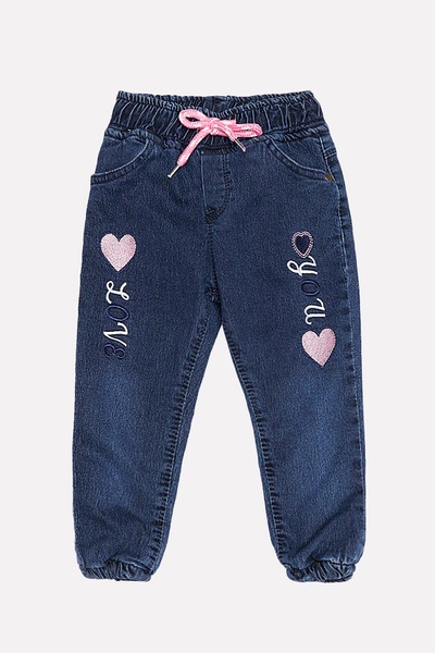 Джогеры джинсовые на девочку 98 цвет темно-синий ЦБ-00202001 SKT000871572 фото