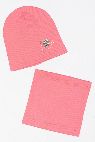 Комплект шапка-шарф на дівчинку 50-52 колір рожевий ЦБ-00157284 SKT000533103 фото