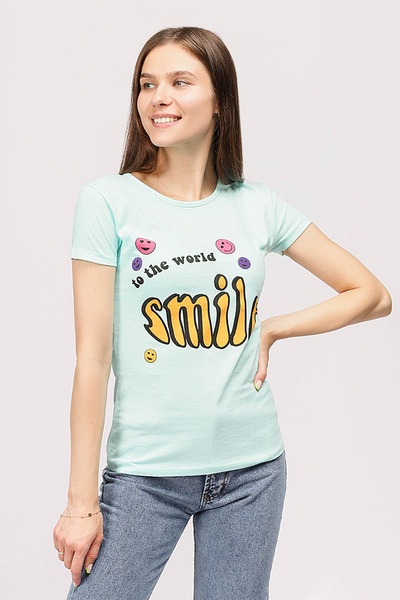Женская футболка 48 цвет мятный ЦБ-00191992 SKT000847693 фото