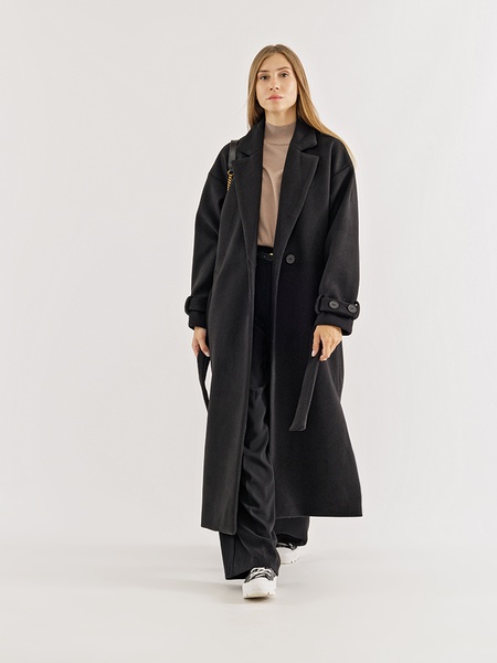 Пальто жіноче 48 колір чорний ЦБ-00230013 SKT000933641 фото