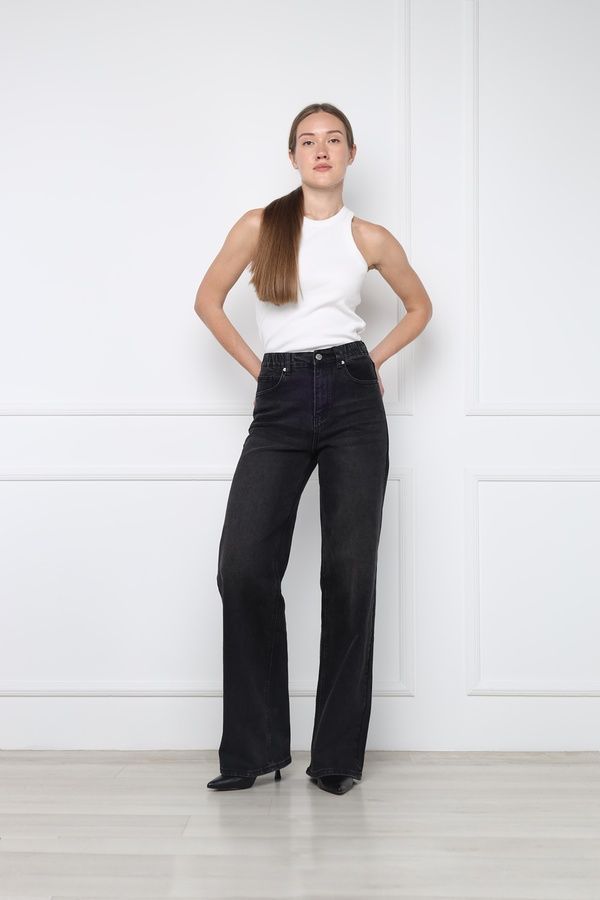 Джинси wide leg жіночі колір чорний 42 ЦБ-00295752 фото