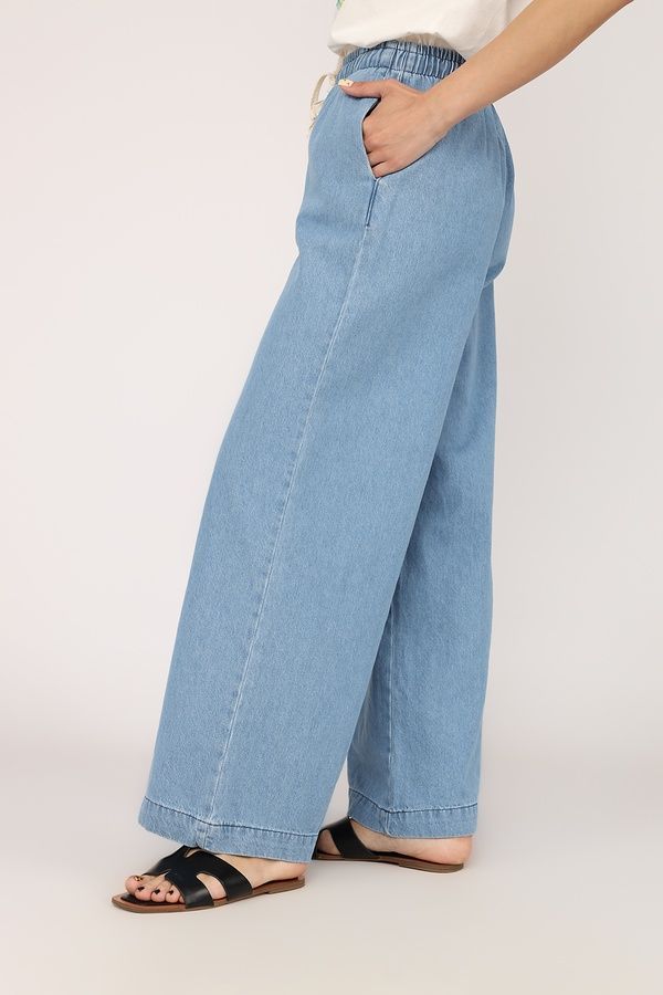 Джинси wide leg жіночі колір блакитний 44 ЦБ-00271919 фото