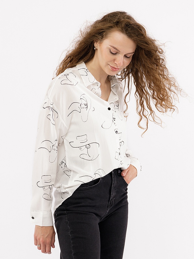 Женская рубашка 42 цвет молочный ЦБ-00227673 SKT000927090 фото