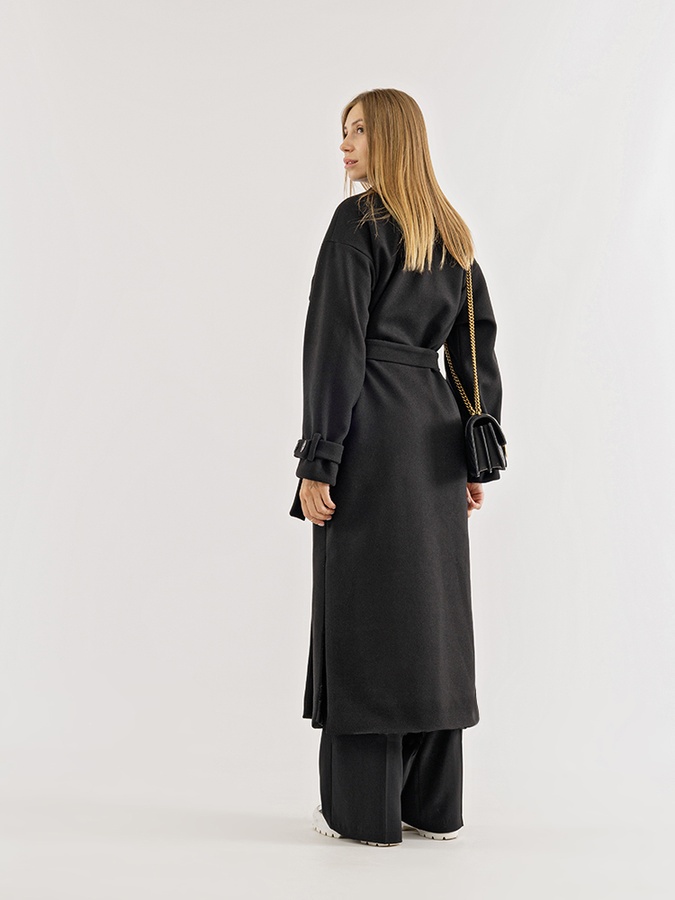 Пальто жіноче 48 колір чорний ЦБ-00230013 SKT000933641 фото