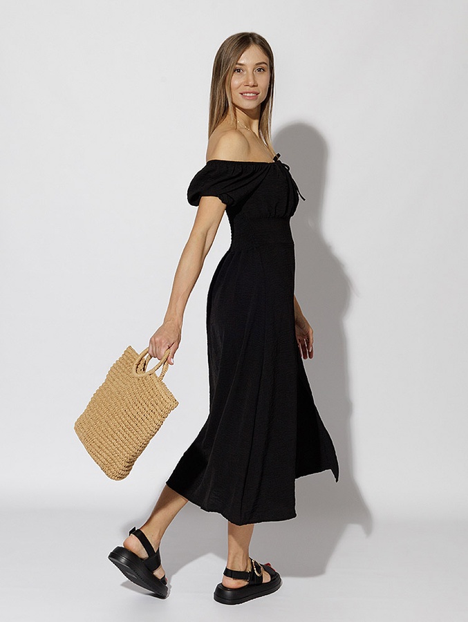 Жіноча довга сукня 46 колір чорний ЦБ-00219262 SKT000906829 фото