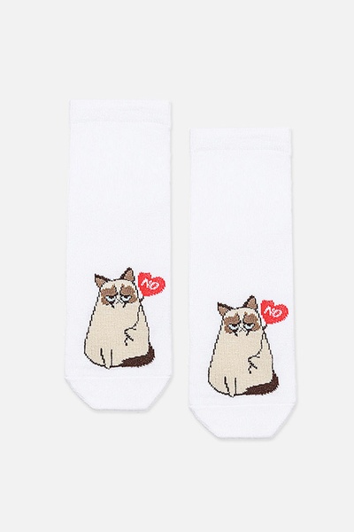 Жіночі шкарпетки з котиком 38-40 колір білий ЦБ-00213331 SKT000893576 фото