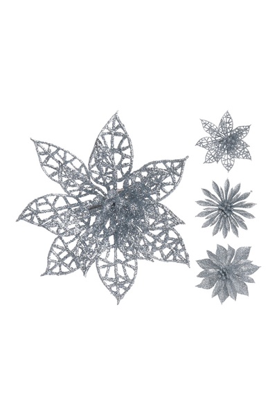 Прикраса новорічна ялинкова у формі квітки колір срібний ЦБ-00181550 SKT000601948 фото