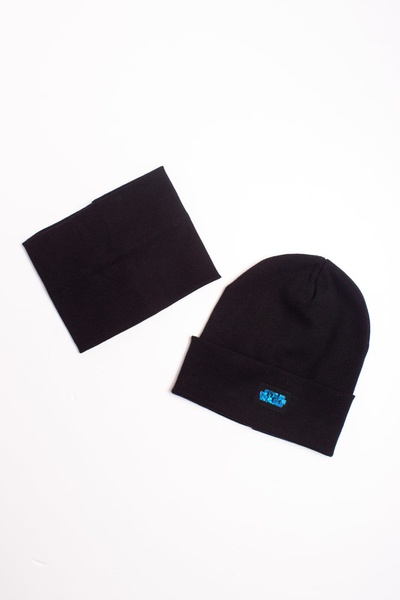 Комплект шапка-шарф на зав'язках, з хомутом 48-50 колір блакитний ЦБ-00153865 SKT000524813 фото