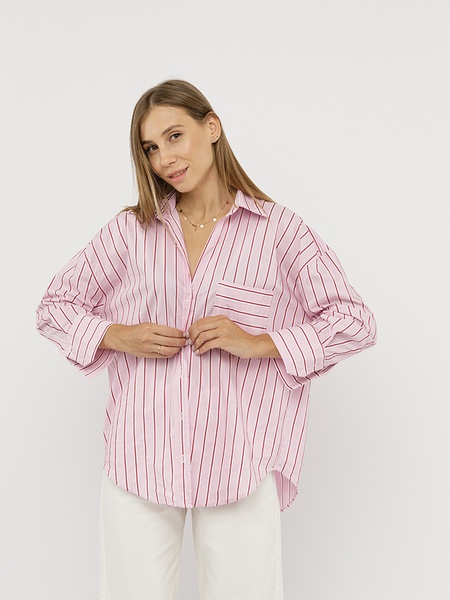 Женская рубашка с длинным рукавом 46 цвет розовый ЦБ-00227873 SKT000927796 фото