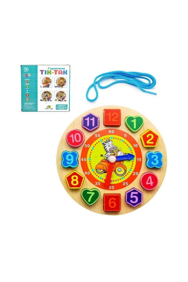 Дерев'яна іграшка "Годинник" колір різнокольоровий ЦБ-00212781 SKT000892469 фото