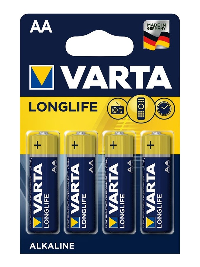Батарейка VARTA LONGLIFE AA BLI 4 ALKALINE, ЦЕНА ЗА 1 ШТ. цвет разноцветный ЦБ-00141868 SKT000495805 фото
