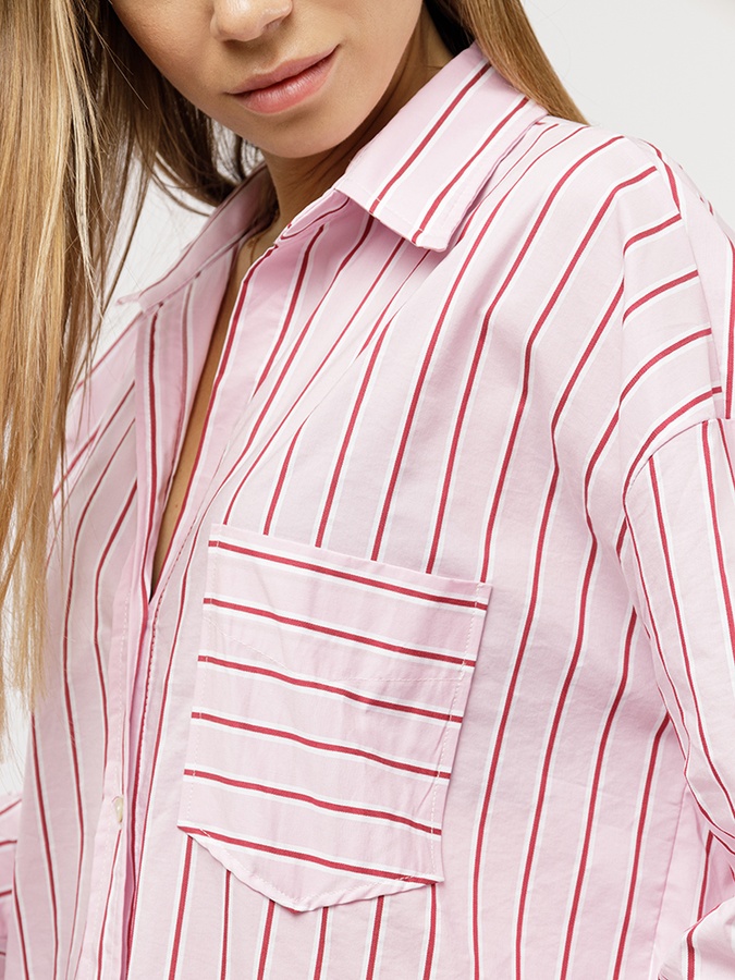 Женская рубашка с длинным рукавом 46 цвет розовый ЦБ-00227873 SKT000927796 фото