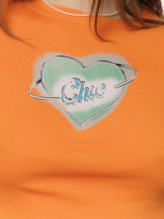 Женская короткая футболка слим 44 цвет оранжевый ЦБ-00219008 SKT000906006 фото