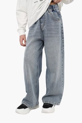 Джинсы wide leg для девочки цвет голубой 158 ЦБ-00290307 фото