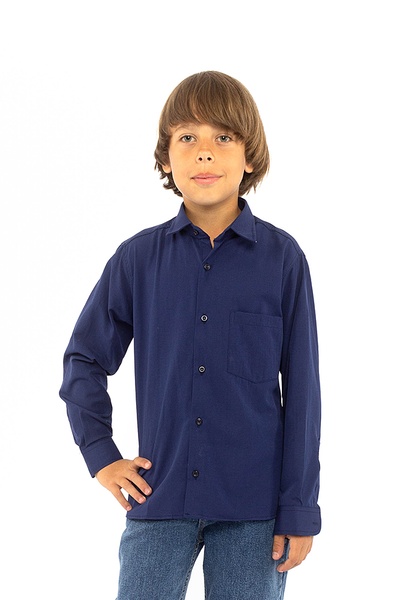 Рубашка на мальчика 152 цвет темно-синий ЦБ-00165999 SKT000559320 фото