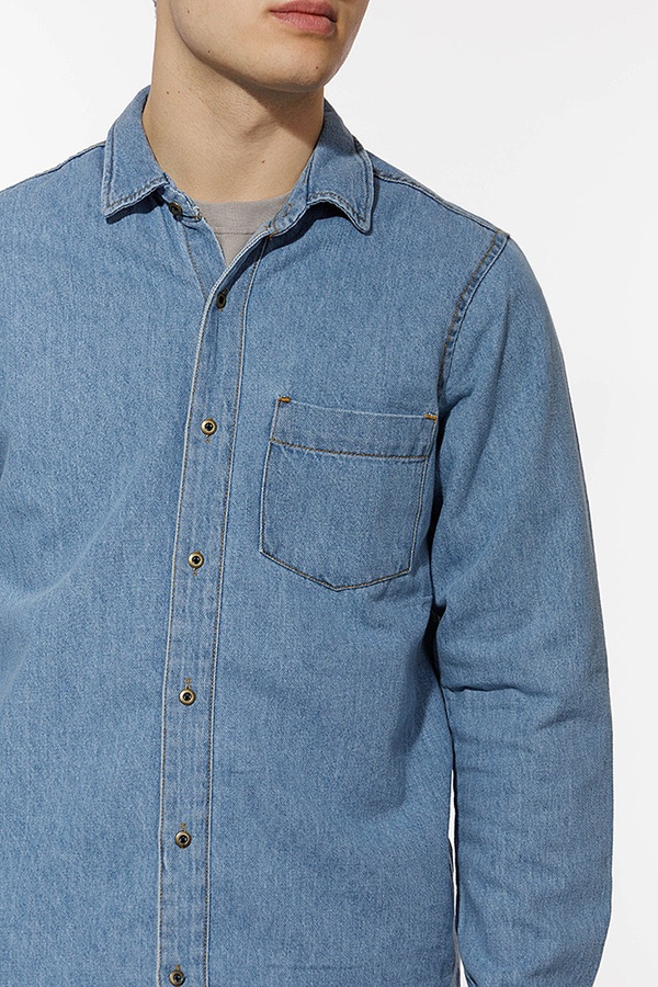 Чоловіча джинсова сорочка 42 колір блакитний ЦБ-00213557 SKT000893945 фото