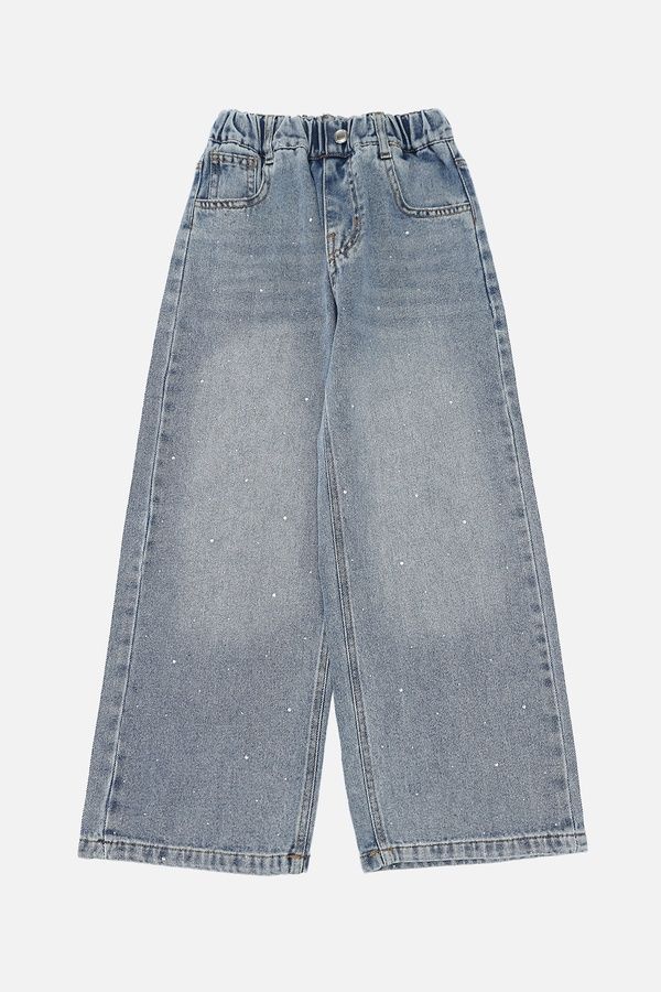 Джинси wide leg для дівчинки колір блакитний 158 ЦБ-00290307 фото