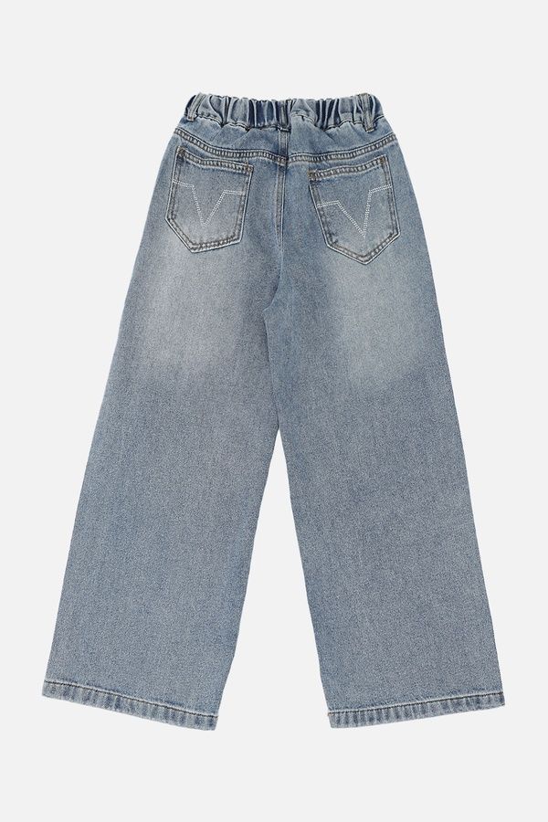 Джинси wide leg для дівчинки колір блакитний 158 ЦБ-00290307 фото