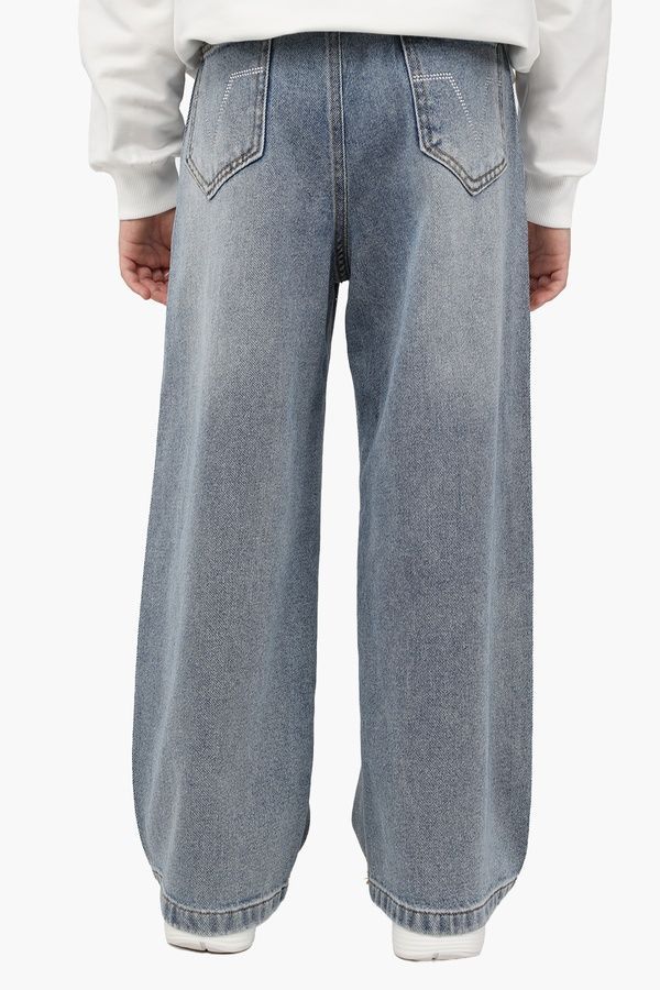 Джинси wide leg для дівчинки колір блакитний 158 ЦБ-00290307 фото