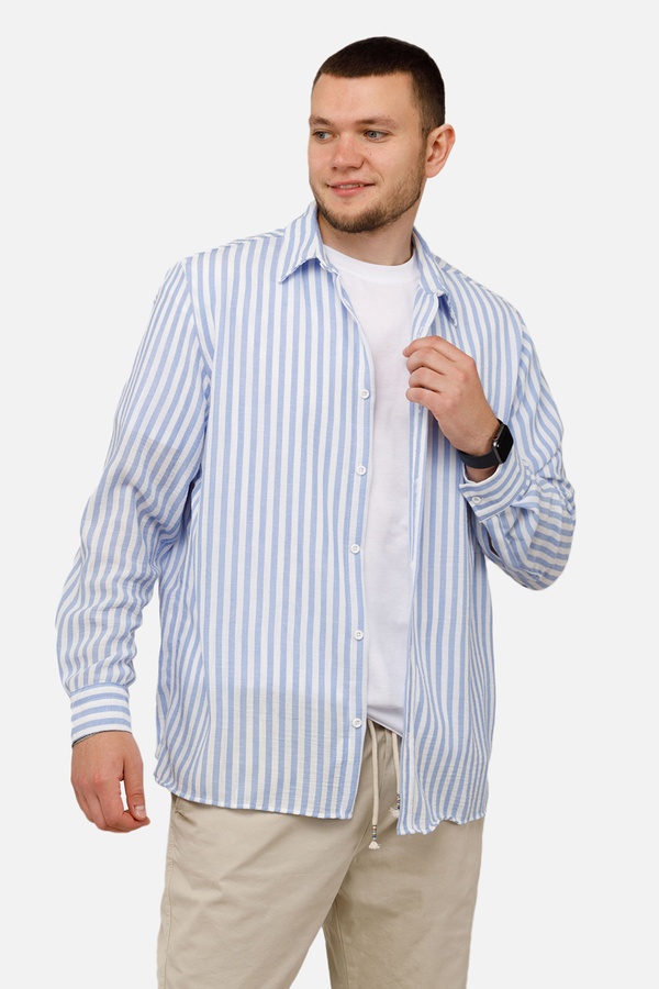 Мужская рубашка с длинным рукавом 44 цвет голубой ЦБ-00250661 SKT000994026 фото